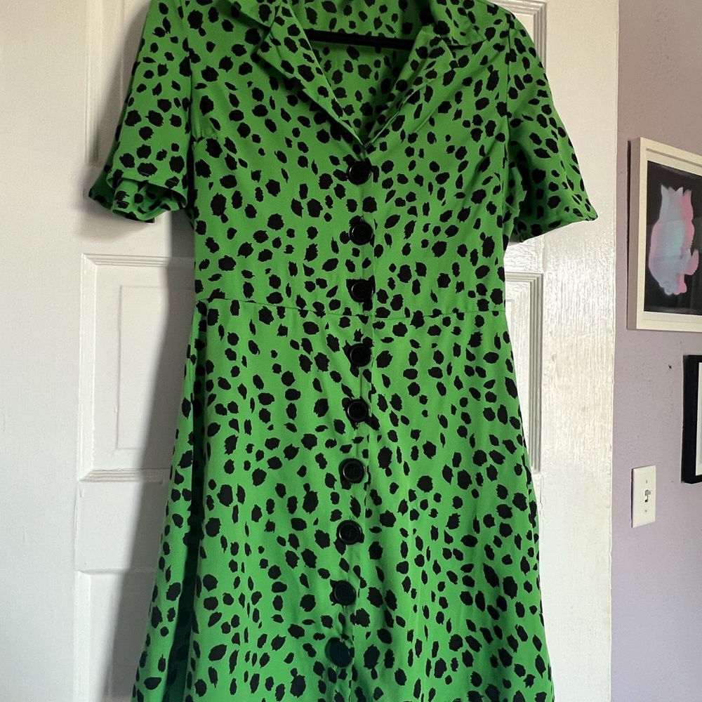 ASOS Green and Black Wrap Dress with Flutter Sleeves
